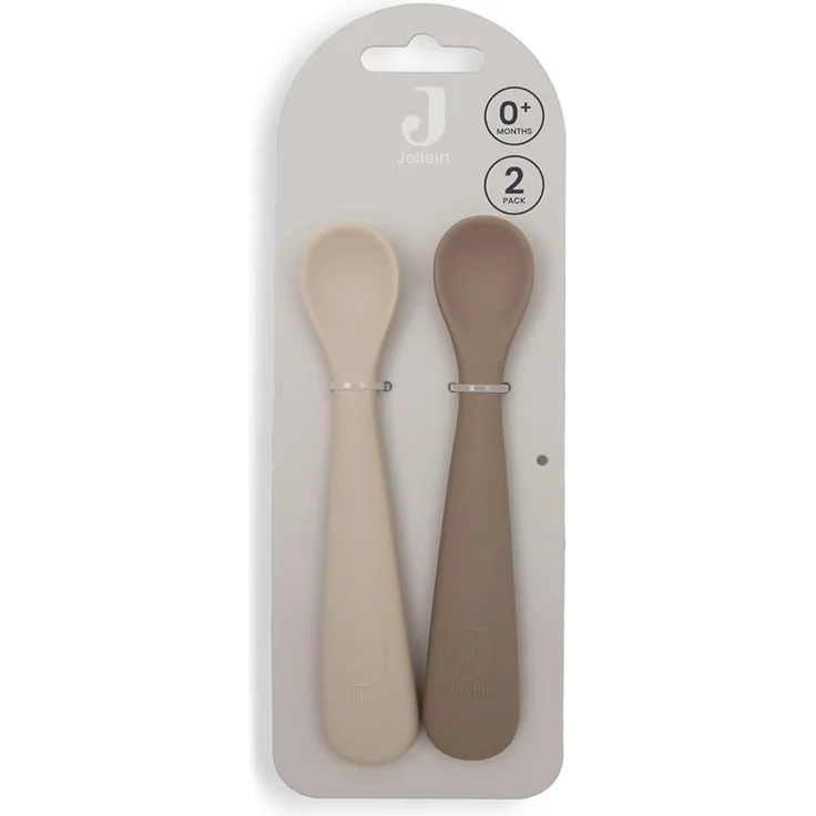 Jollein Silikon Baby Löffel - 2er Set - BPA-Frei - Natural Shades | Esslernlöffel Baby & Kleinkind, Spülmaschinengeeignet – Bild 3