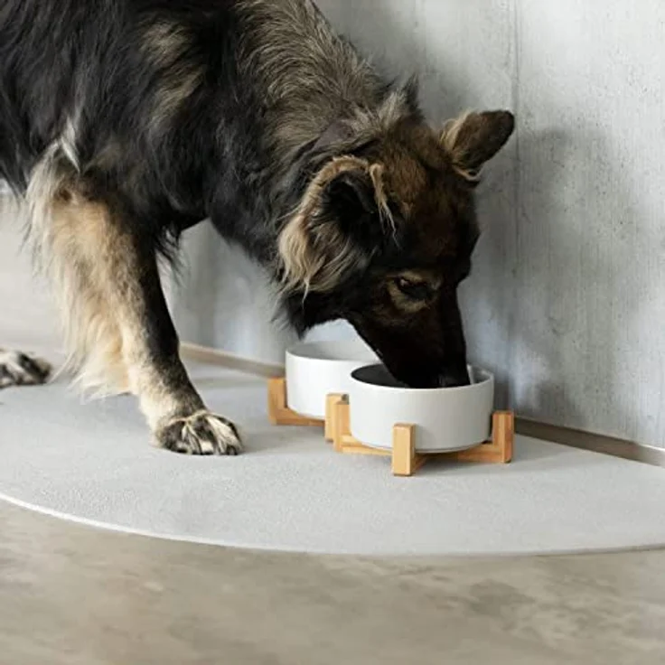 SanoZoo® Napfunterlage - Öko-TEX - Made in Germany - rutschfeste Futtermatte für Hunde & Katzen 60x90 cm Grau, wasserfest – Bild 5