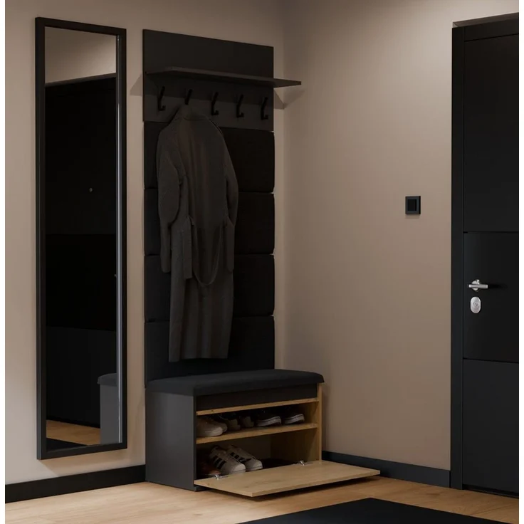 ibonto Garderobenschrank Garderoben-Set Flurgarderobe mit Schuhschrank, gepolsterter Sitzbank – Bild 4