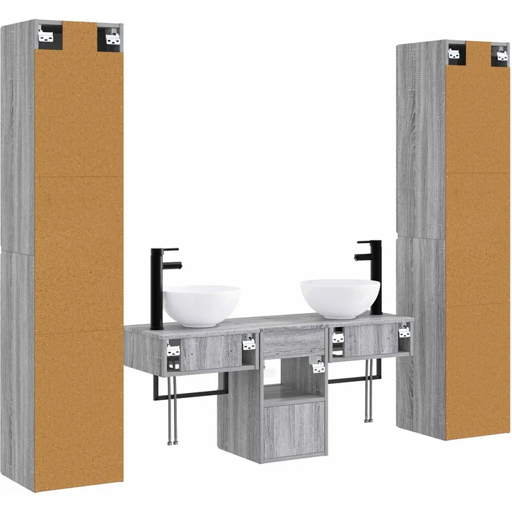vidaXL Badezimmerschrank-Set 5 stk. Grau Sonoma 33 x 34,5 x 160 cm 3406009 – Bild 7