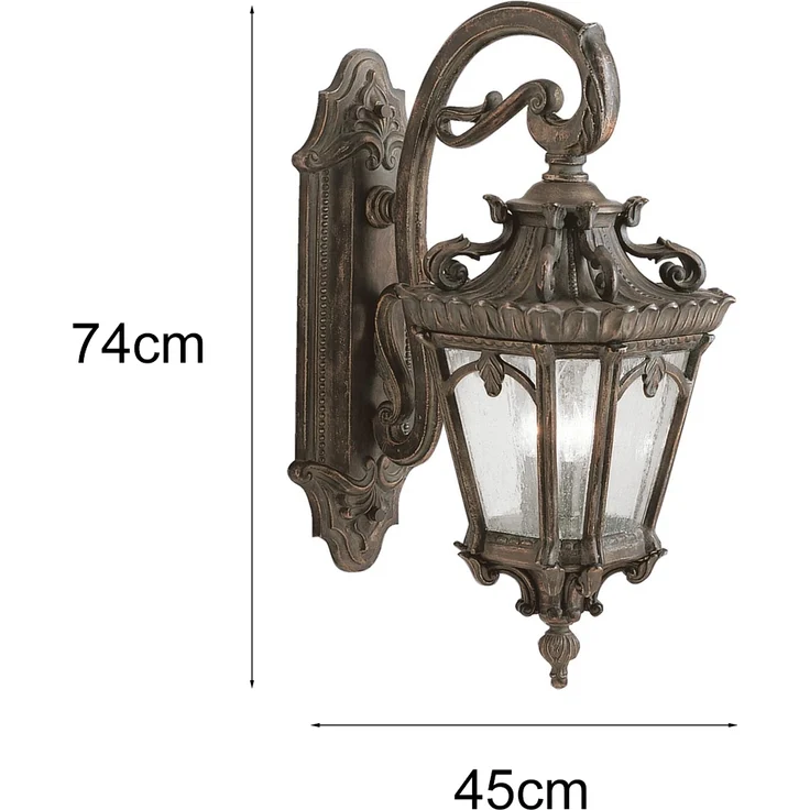 Extra große antike LED Außenwandleuchte hängend Bronzefarbig, Höhe 74cm – Bild 4