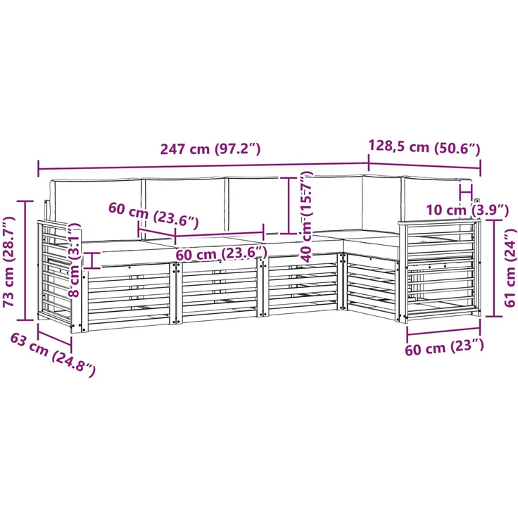 vidaXL Outdoor-Sofagarnitur 5 stk. 5-Sitzer Weiß und Hellgrau 3391846 – Bild 8