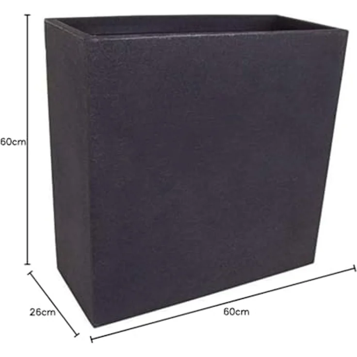Spetebo Blumenkasten XXL Kunststoff Pflanzkasten eckig - anthrazit (Stück, 1 St, großer Kunststoff Blumenkasten), Kubus Blumenkübel in Stein Optik – Bild 3