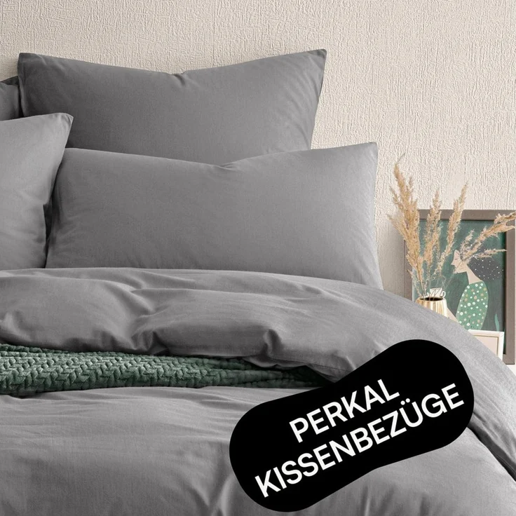 Seralino Kissenbezüge Perkal Kissenbezug (100% Baumwolle) weich angeraut, hautfreundlich, besonders weich & atmungsaktiv, BCI zertifiziert, mit Reißverschluss – Bild 5