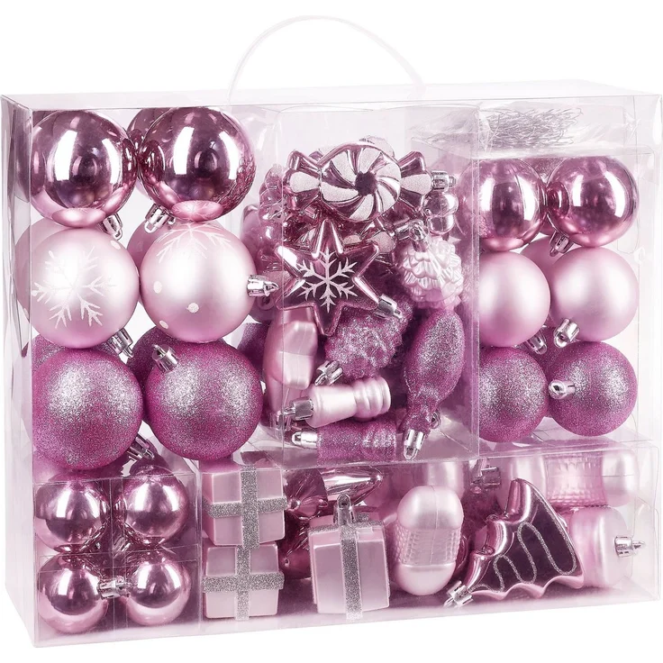 BRUBAKER Weihnachtsbaumkugel 77-teiliges Weihnachtskugel-Set, Christbaumschmuck aus Kunststoff, Weihnachtsdekoration Baumkugeln – Bild 5