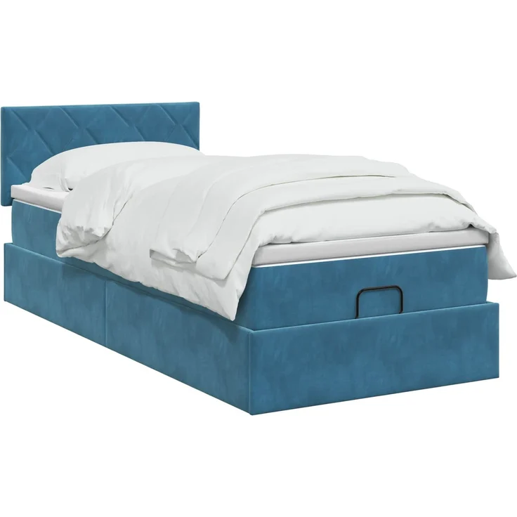 vidaXL Ottoman-Bett mit Matratze und LED Dunkelblau 90 x 200 cm Samt 3457189 – Bild 3