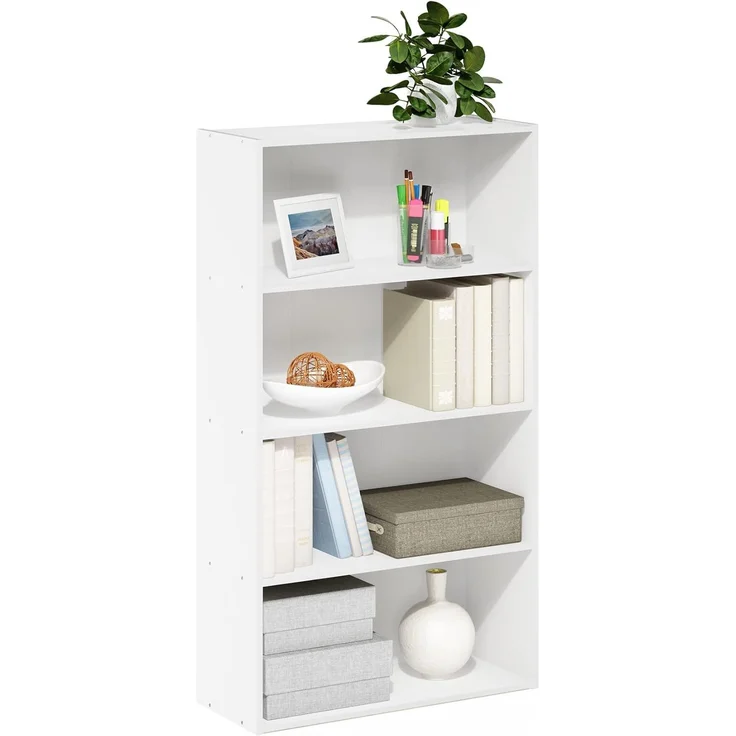 Furinno Pasir 4-stufiges offenes Regal, Weiß