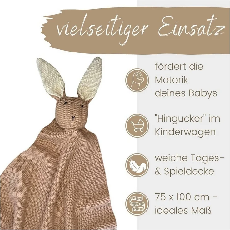 Babydecke DIKOS® Babydecke SCHMUSE-HASE Baby Geschenk Mädchen Junge Geschenkset, DIKOS, Geschenk zur Geburt, PREMIUM Qualität, 100 % BIO Baumwolle, nachhaltig – Bild 3