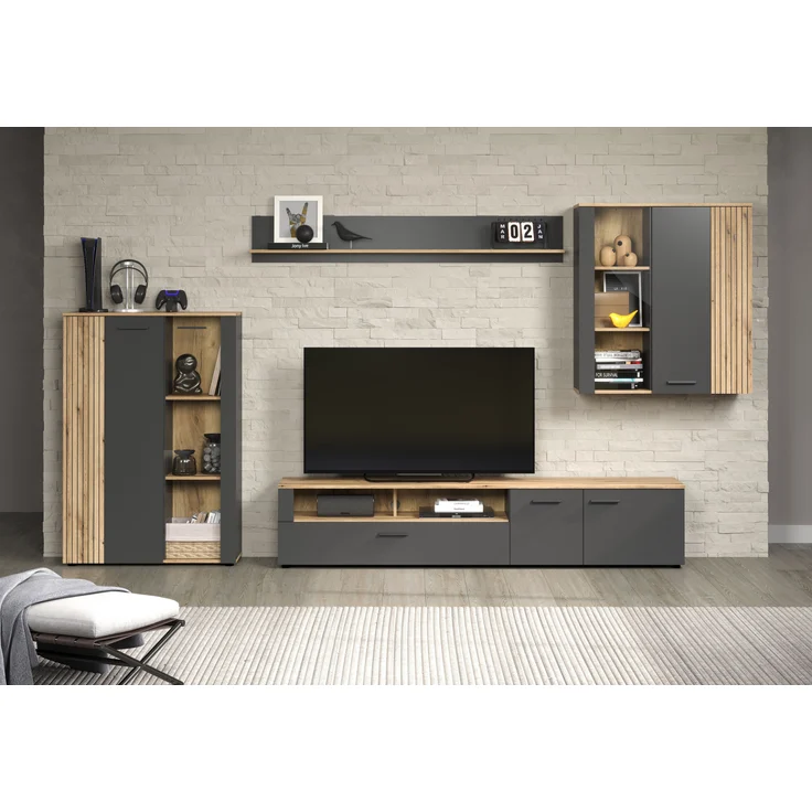 Wohnwand Esteban in grau und Eiche Evoke 340 cm – Bild 9