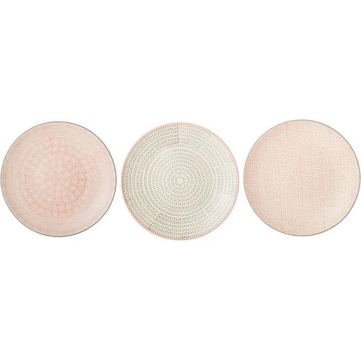 Bloomingville Speiseteller Cécile, Teller 3er Set, 25cm, Keramik, Speiseteller, Essteller, skandinavisches Design, rosa/grau – Bild 4