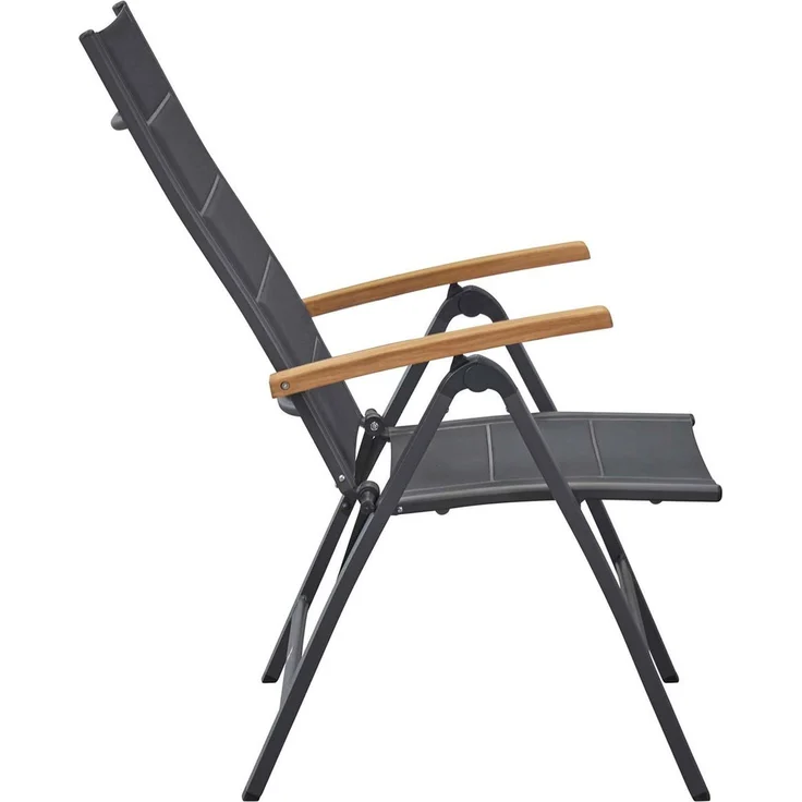 UNICAMO Klappstuhl, mit Teak Armlehnen, Sitz & Rückenlehne Textil – Bild 6