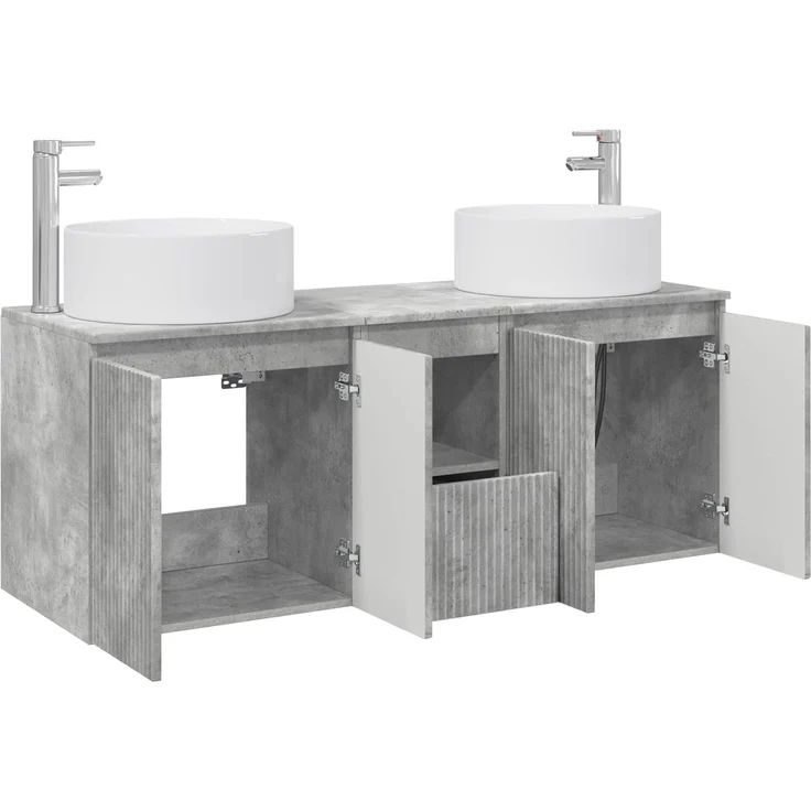 vidaXL Badezimmerschrank-Set 3 stk. Betongrau 129 x 44,5 x 80 cm 3405740 – Bild 4