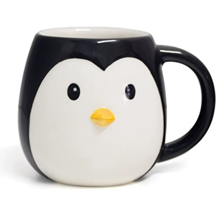 becher Pinguin 400 ml 10,3x14 cm Keramik weiß-schwarz