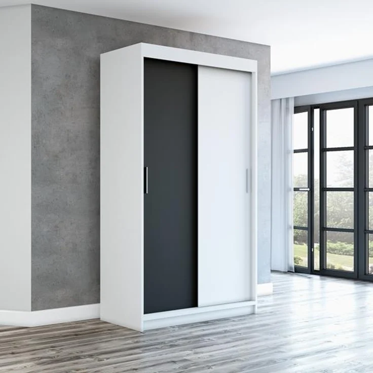 Schwebetürenschrank PAX 2-türig Schrank 120 cm (mit Spiegel) Farbe: Weiß , schwarz – Bild 2