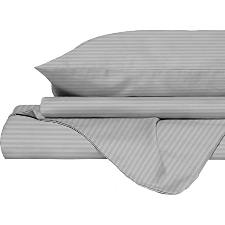Italian Bed Linen CP-ST-2P Satin Stripes Bettbezug, Doppelte, Grau, Polyester – Bild 6