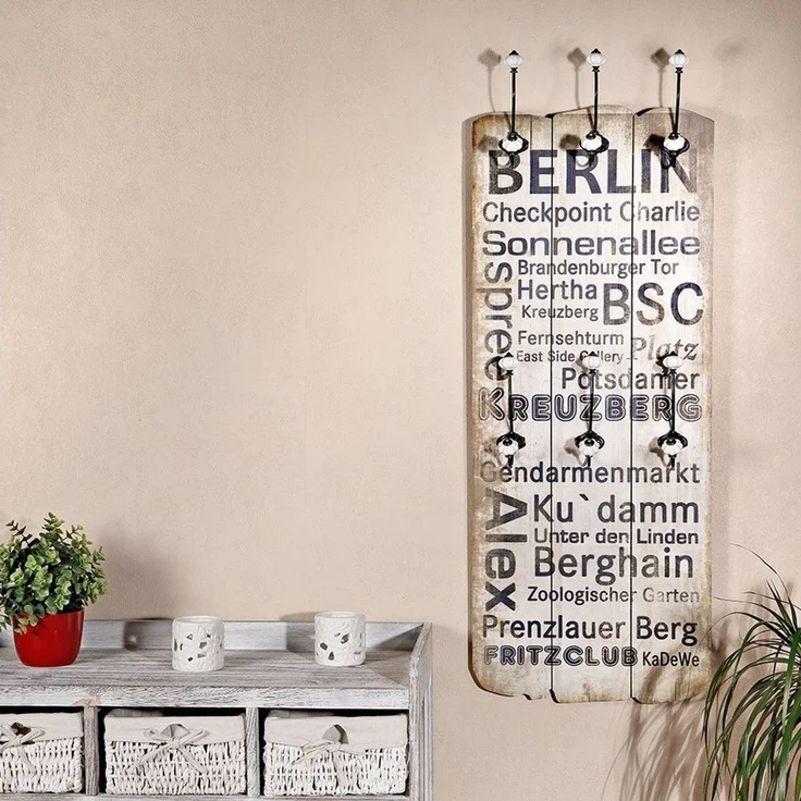 Wandgarderobe Garderobenpaneel Garderobe Wandpaneel weiß Haken Flurgarderobe – Bild 5