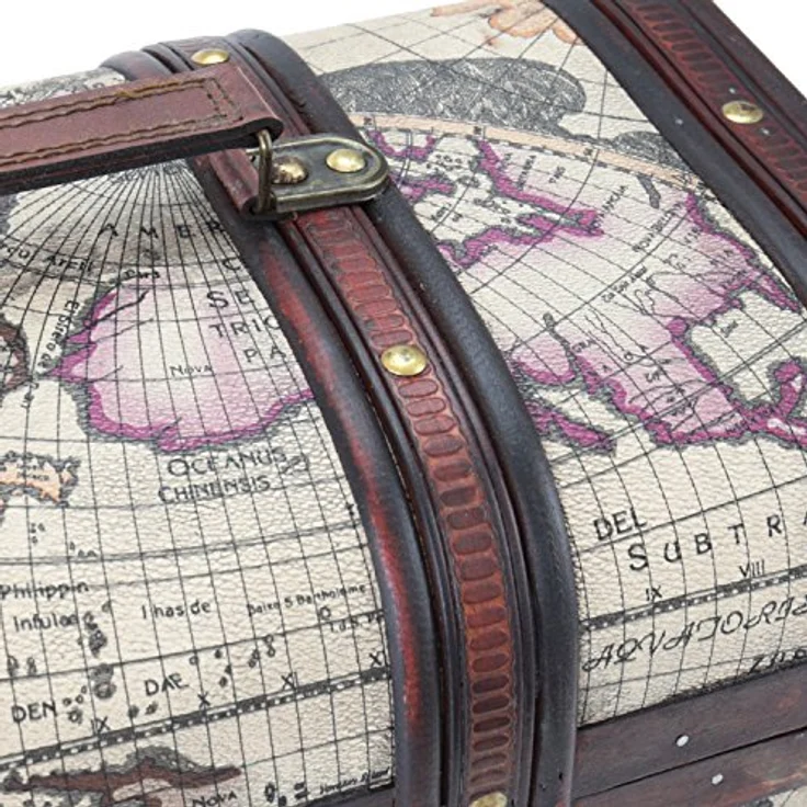 HMF Schatzkiste Schatztruhe aus Holz mit Metallschloss, dekorative Holzkiste 38 x 20 x 19 cm, Kuba – Bild 7