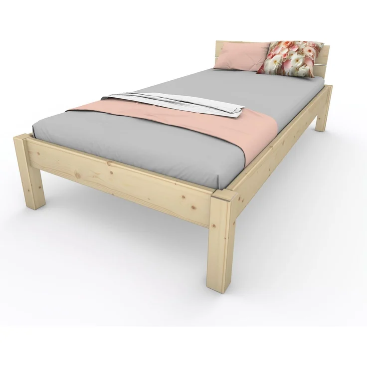 Pfostenbett "metallarm" Fichte Holzbett "Daybett" 140 x 200cm 38cm Doppelbett – Bild 3