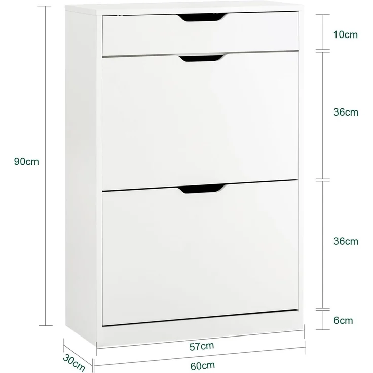 SoBuy Schuhkipper DE-FSR180, Schuhschrank schmal, Schuhregal Schuhkommode Schuhablage, mit 2 Klappen, Schuhschrank perfekt für schmale Flure, für 10 Paar – Bild 3