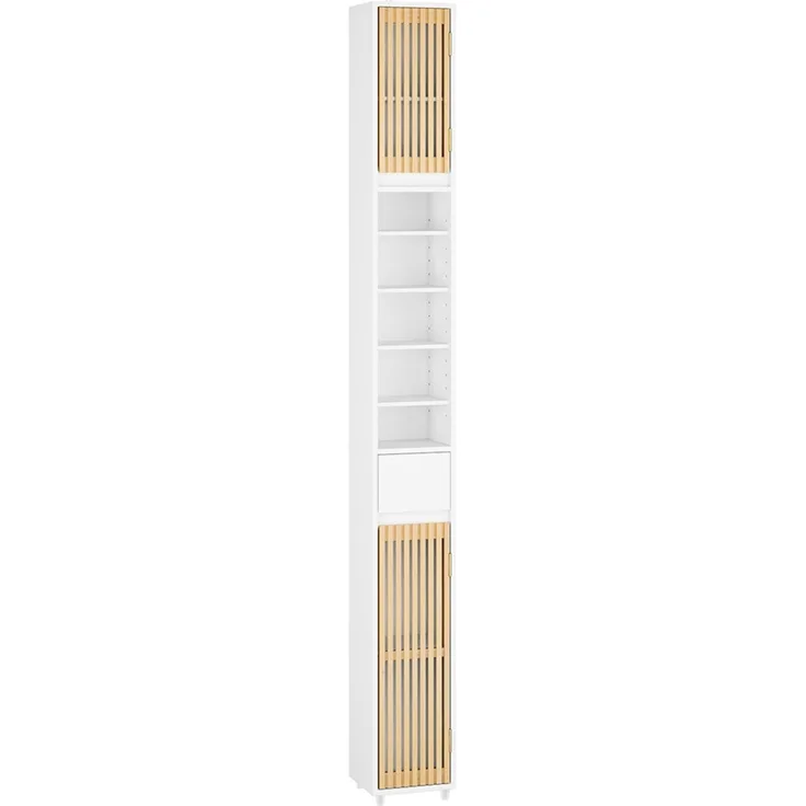 SoBuy BZR34-BW Badezimmer-Hochschrank, MDF, Lackiert, Weiß, 20 x 180 x 20 cm