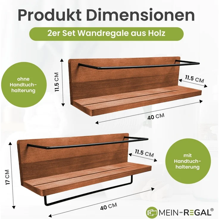 Mein-Regal Wandregal Kim 2-tlg. Set Hängeregale Dunkelbraun – Bild 2
