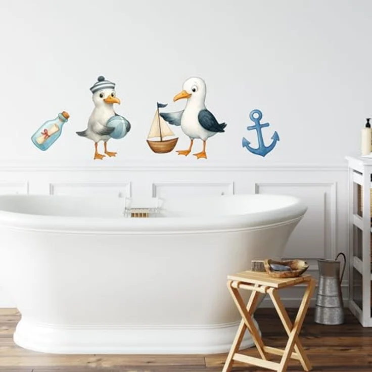 Sunnywall Wandtattoo Aufkleber Maritim Möwen - maritime Wanddeko für Kinderzimmer, selbstklebend, konturgeschnitten, rückstandslos entfernbar – Bild 6