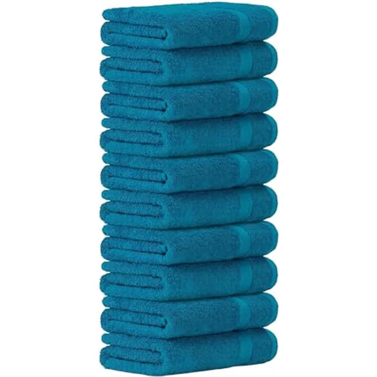 Luckytowel Handtücher Set 50x100 cm – Oeko-TEX Handtuch-Set, 100% Baumwolle, 600 g/m², flauschig & saugstark, 10er Pack Türkis – Bild 1
