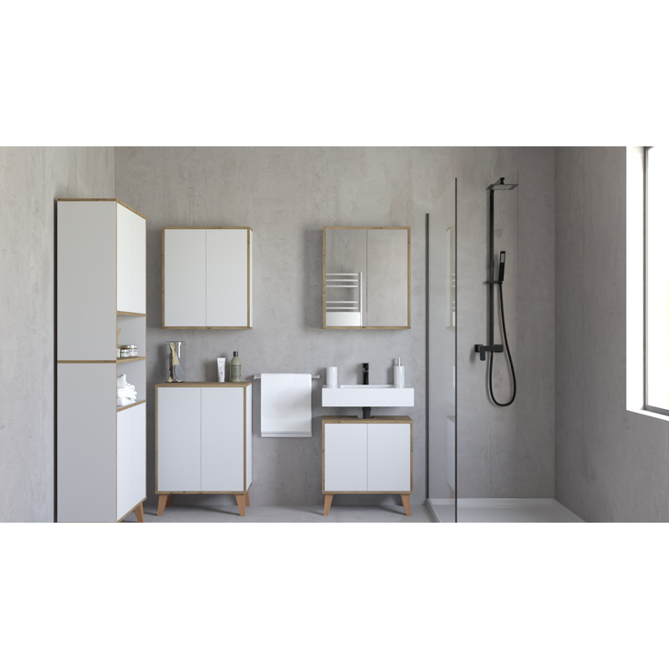 Wandschrank MORENA mit 2 Türen, cashmere/Eiche – Bild 4