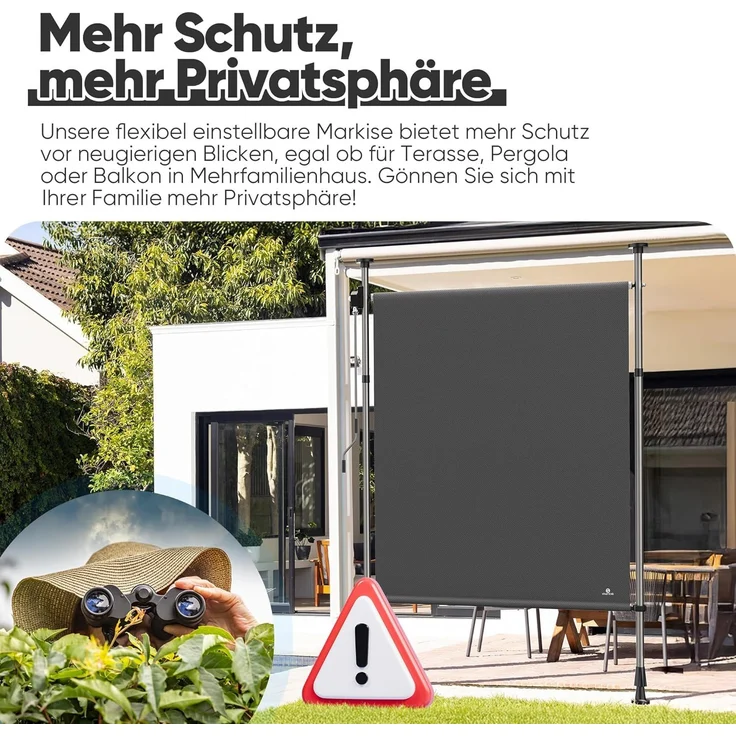 Strattore Ausziehbare Klemmmarkise / Senkrechtmarkise höhenverstellbar 100 x 310 cm - Anthrazit – Bild 3