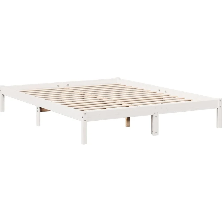 vidaXL Massivholzbett Extra Lang ohne Matratze Weiß 140x220 Kieferholz 852421 – Bild 2