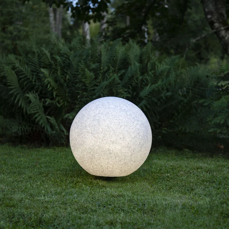 Outdoor-Kugelleuchte ,Stone' mit Erdspieß, E27, Netzbetrieb, steingrau, Ø 50cm – Bild 2