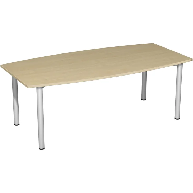 Konferenztisch Rundfuß, Faßform, 200x80-1200cm, Ahorn Silber
