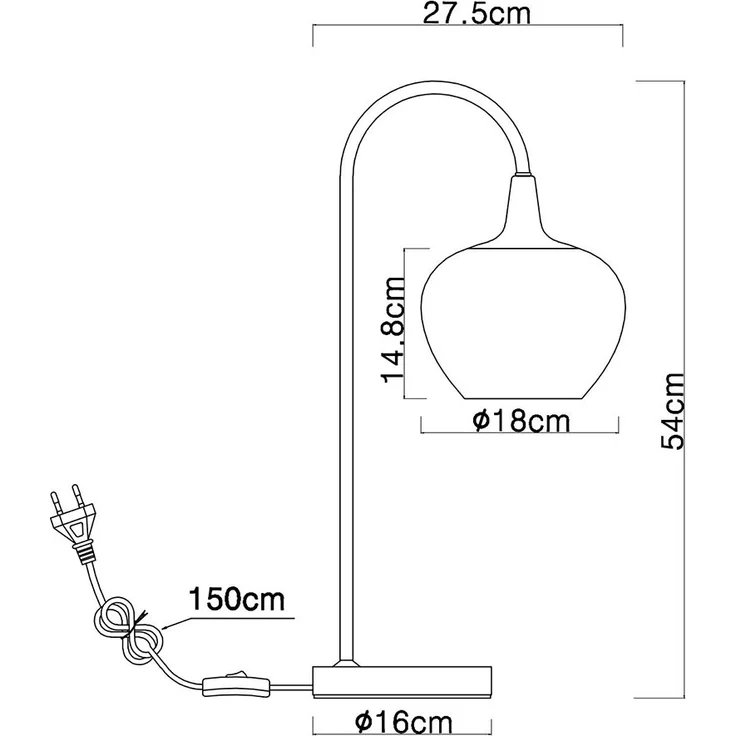 Tischleuchte, Glas kupfer, schwarz-matt, H 54 cm – Bild 8