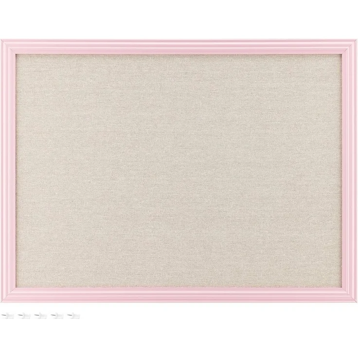 Navaris Memoboard Memoboard mit Leinenoberfläche - Memoboard 58x43 cm aus Leinen - Rosa – Bild 1