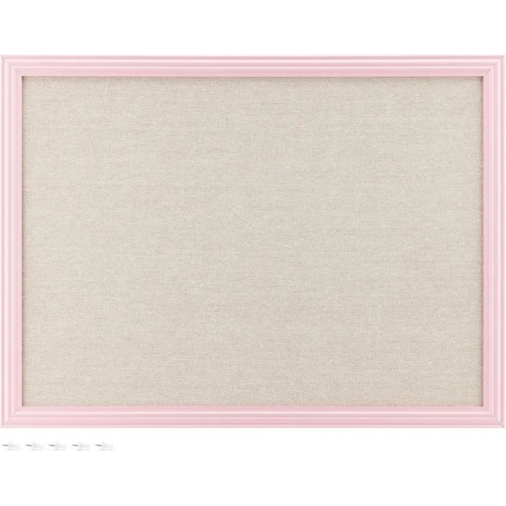 Navaris Memoboard Memoboard mit Leinenoberfläche - Memoboard 58x43 cm aus Leinen - Rosa