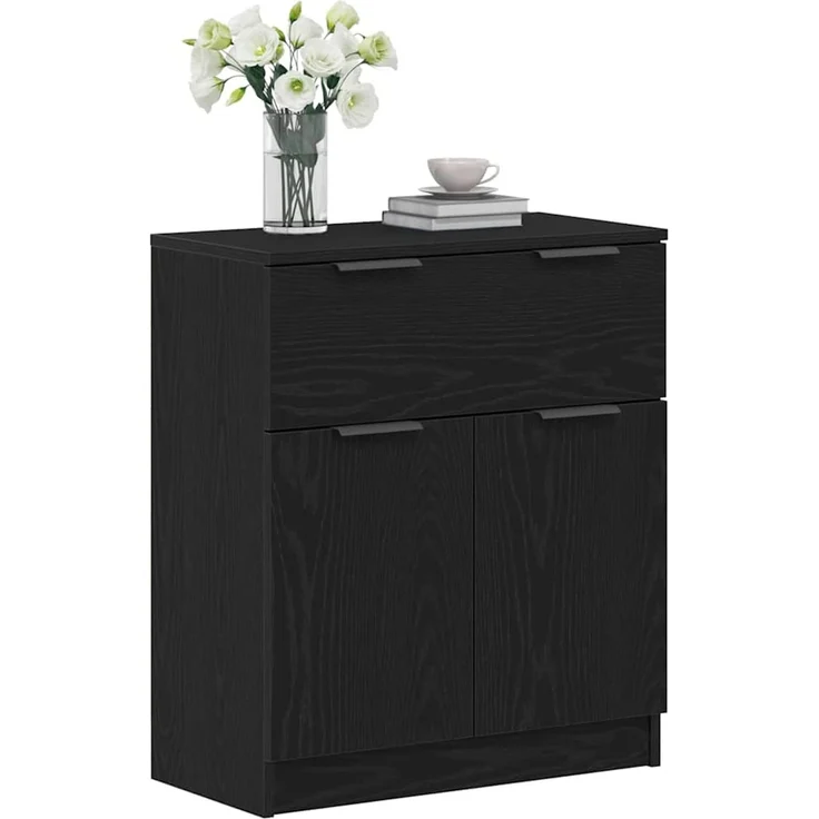 vidaXL Sideboard Schwarz Eichen-Optik 60 x 30 x 70 cm Holzwerkstoff 862738 – Bild 2