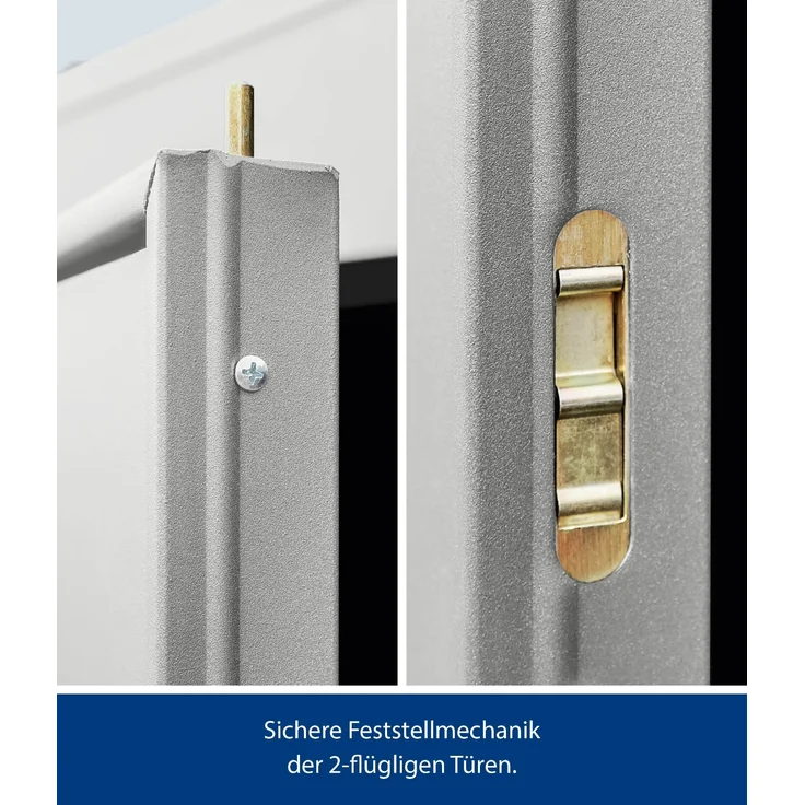 Hörmann Metall-Gerätehaus Berry Modern mit Satteldach Typ 1, 259 x 121 cm, weißaluminium, 3,1 m²,1-flüglige Tür – Bild 2