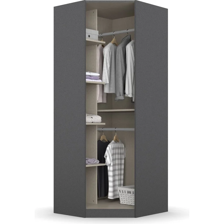 Eckkleiderschrank >Butte< in Eiche Artisan Dekor / grau - 85x197x72 (BxHxT) – Bild 2