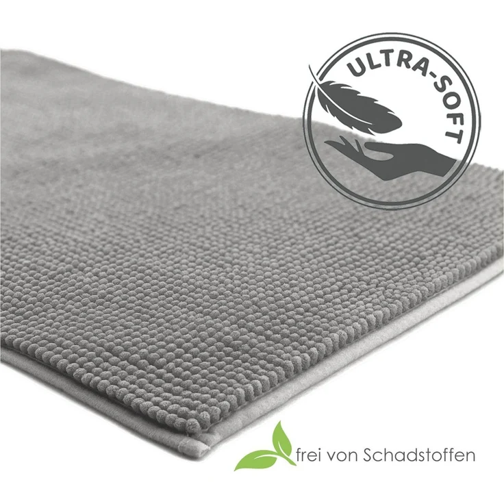 heimtexland Badematte Badvorleger Chenille Badteppich Duschvorleger, rutschhemmend beschichtet, Fußbodenheizung geeignet, schnell trocknend, strapazierfähig, fußbodenheizungsgeeignet, rutschfest, saugstark, Polyester, rechteckig, 60x90 cm, Hochflor, su... – Bild 4