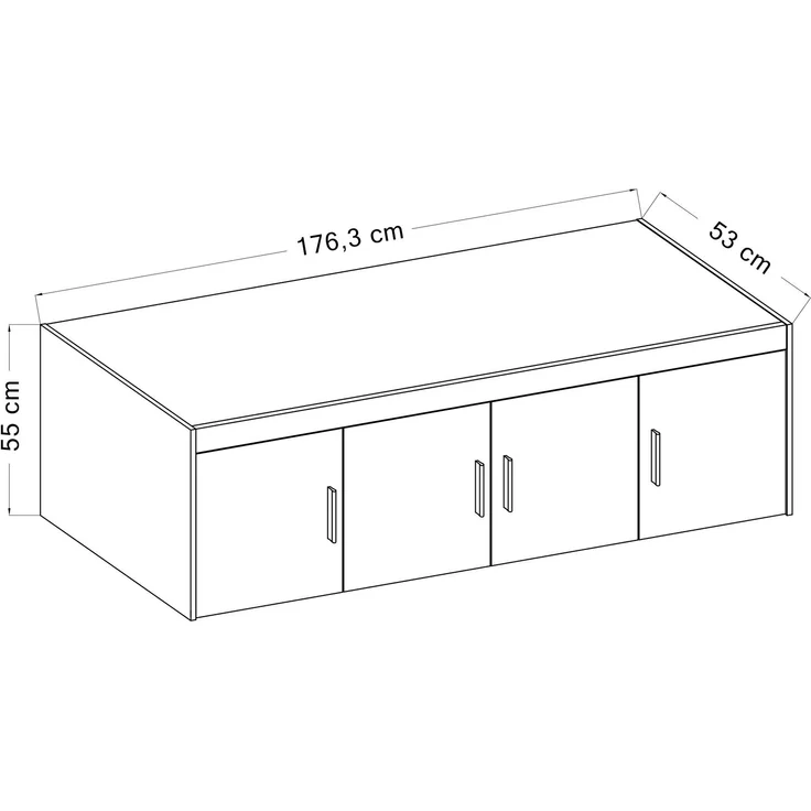 AX LIVING Groß Schrankaufsatz Weiß Storicos 4T 176,3 x 55,5 x 53 cm – Bild 2