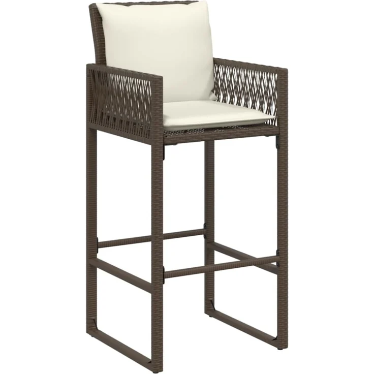 vidaXL Garten-Barhocker mit Kissen 2 Stk. Braun Poly Rattan 368706 – Bild 5