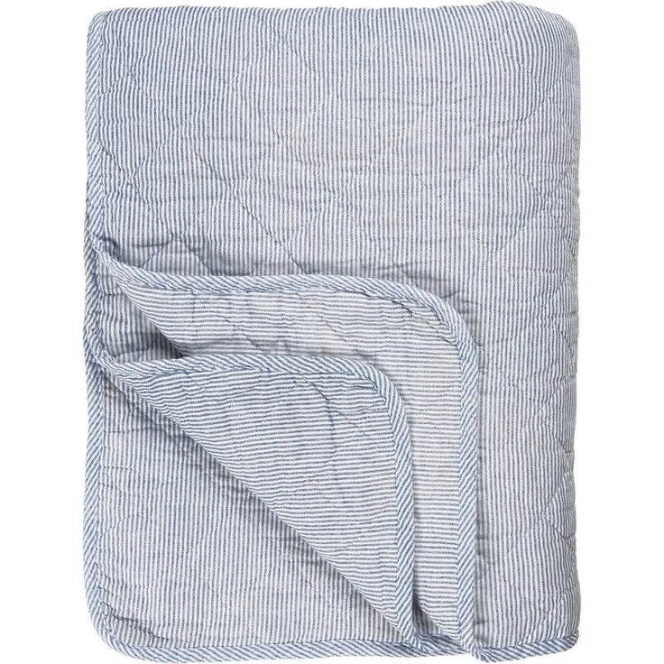Ib Laursen Decke Quilt Tagesdecke Überwurf Gestreift Blau Weiß 180x130cm 0788-00