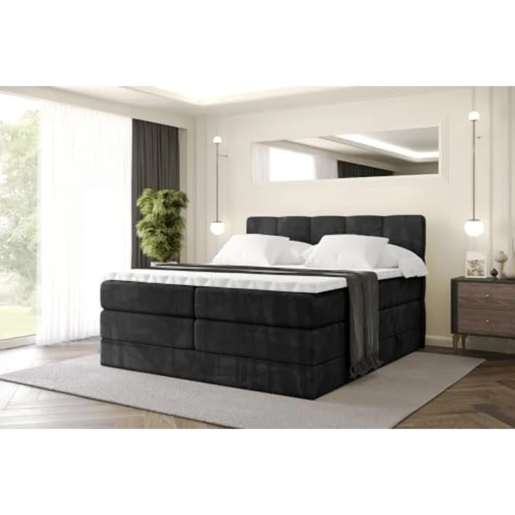 ALTDECOR Boxspringbett LIRO KING (Multipocket-Matratze H4, H3 Matratze Bonellfederung, Topper, Kopfteil) – Bild 2