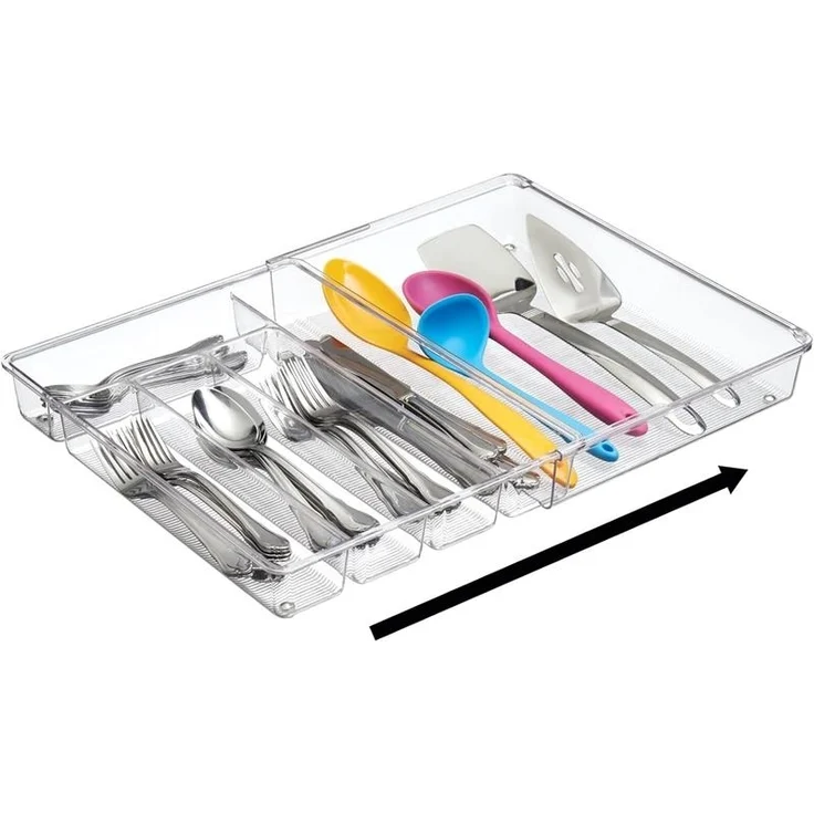 Besteckkasten Schubladen Organizer 2er Set ausziehbar mDesign transparent – Bild 6