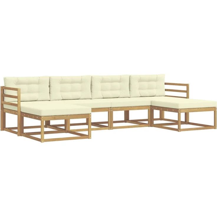 vidaXL Outdoor-Sofagarnitur 6 stk. 6-Sitzer Weiß und Creme 3386814 – Bild 2