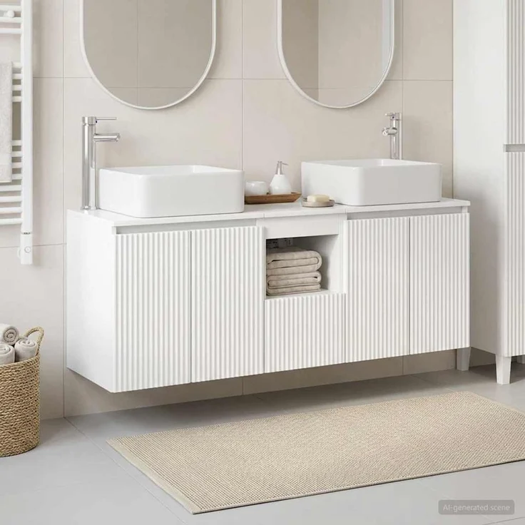 vidaXL Badezimmerschrank-Set 3 stk. Hochglanz Weiß 135 x 35 x 80 cm 3405661 – Bild 1