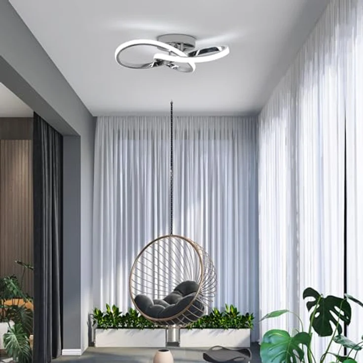 Comely LED Deckenleuchte, 38W Elegant Silber LED Deckenlampe, Moderne Blume Design Acryl Deckenleuchten für Schlafzimmer, Wohnzimmer, Küche, Eingang, Flur – Bild 8