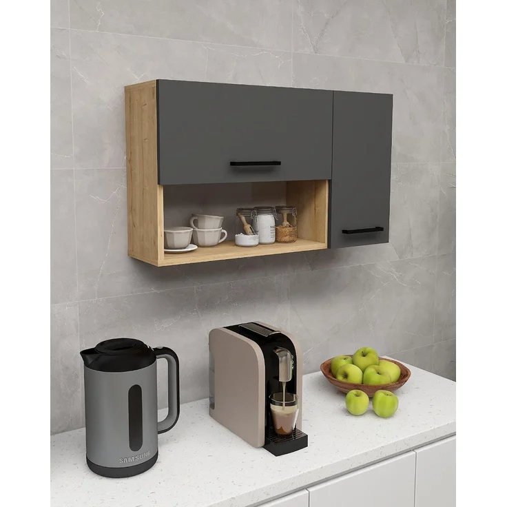 Skye Decor 'Akasya - Sapphire Oak, Anthracite' Mehrzweckschrank, Saphir-Eiche / Anthrazit, 90 x 52 x 23,8 cm – Bild 6