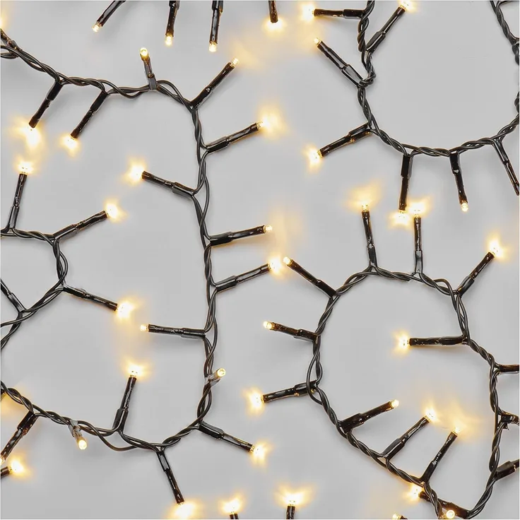 EMOS LED-Lichterkette warmweiß für Innen und Außen, 12m lange Cluster Weihnachtslichterkette IP44 mit 600 LEDs + 5m Zuleitung und Netzteil, 6 Stunden Timer Funktion, für Party, Weihnachten, Deko