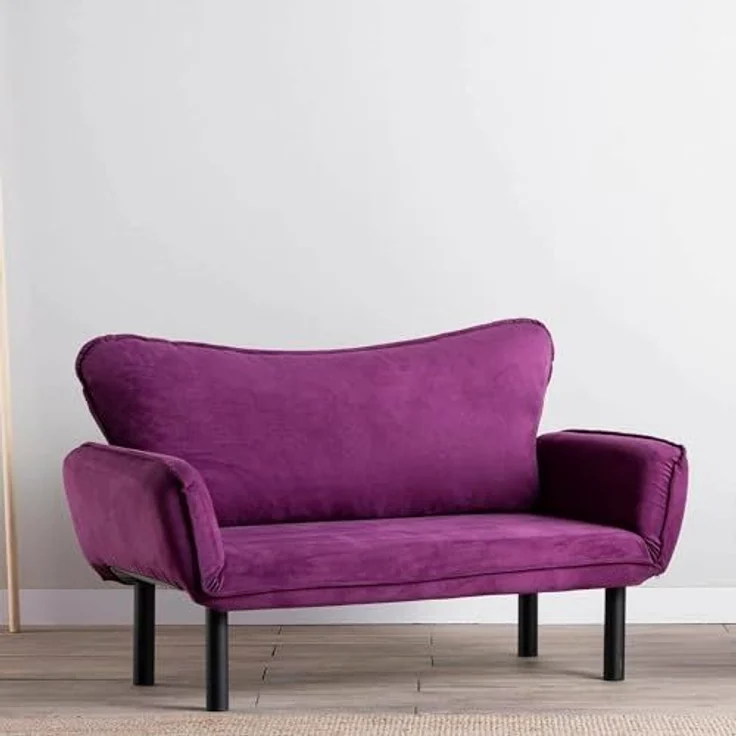 Dmora - 2-Sitzer SchlafsofaAsterope, Verwandelbares Sofa, Lineare Stoffstruktur, Schlafsessel mit Stauraum, 140x65 h70 cm, Lila – Bild 1